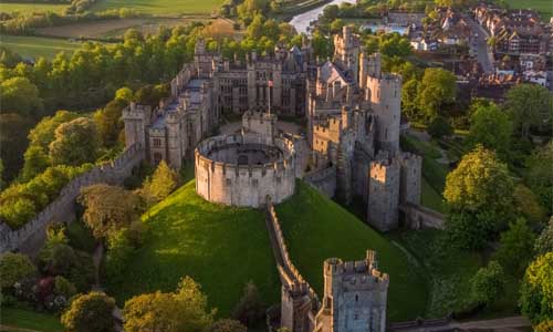 An aerial view of Arundel Castle
